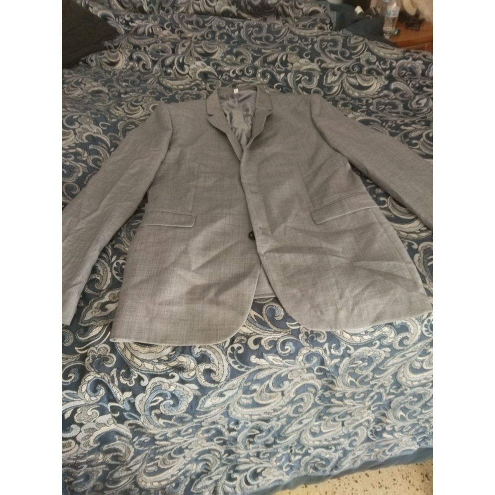 Express Blazer Mens Gray 44 Regular Long Slim Career Business Sports Coat Suit